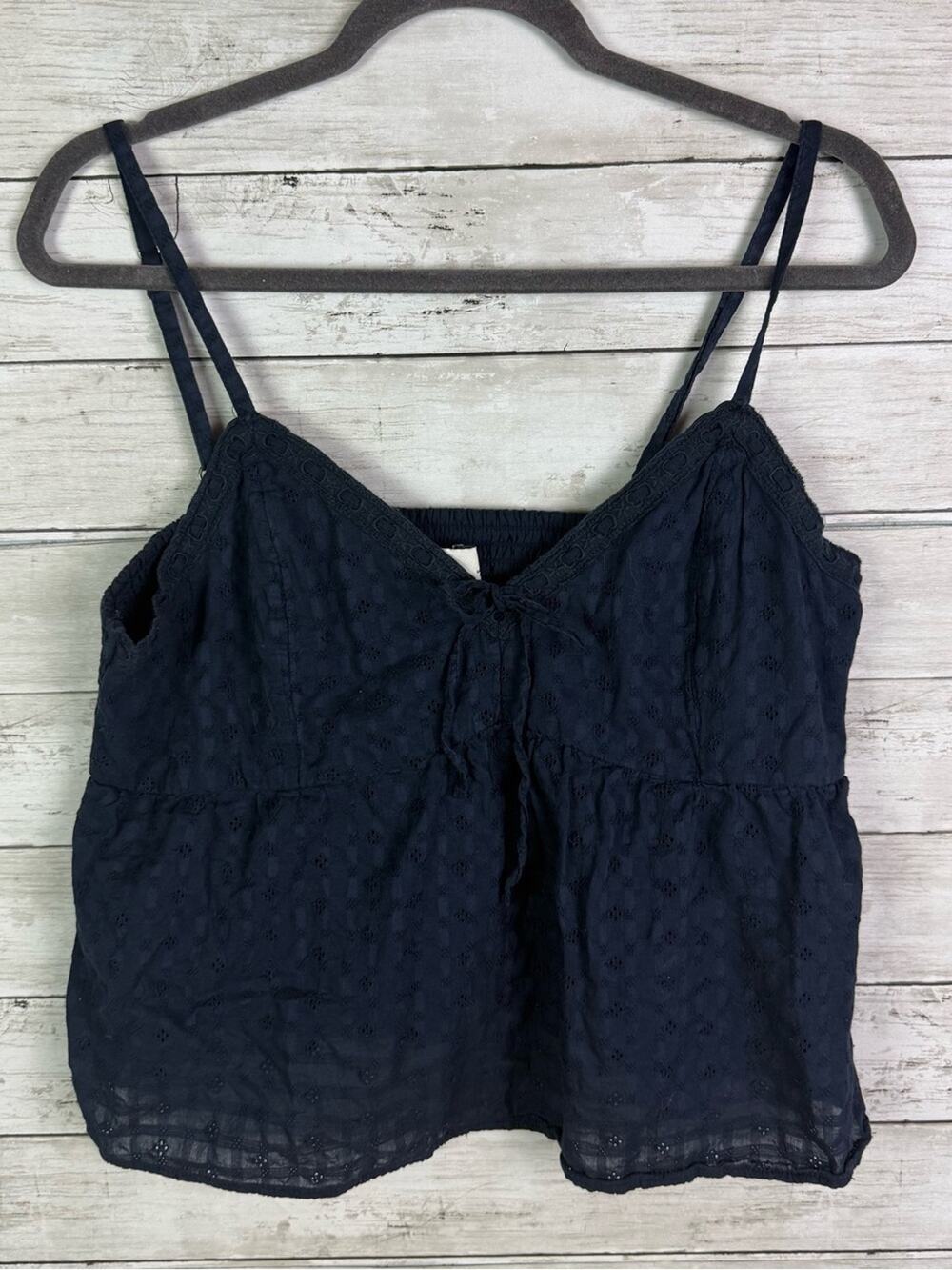 Hollister Navy Blue Eyelet Cami Top Size XL